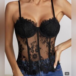 Sheer Lace Floral Cami Top!